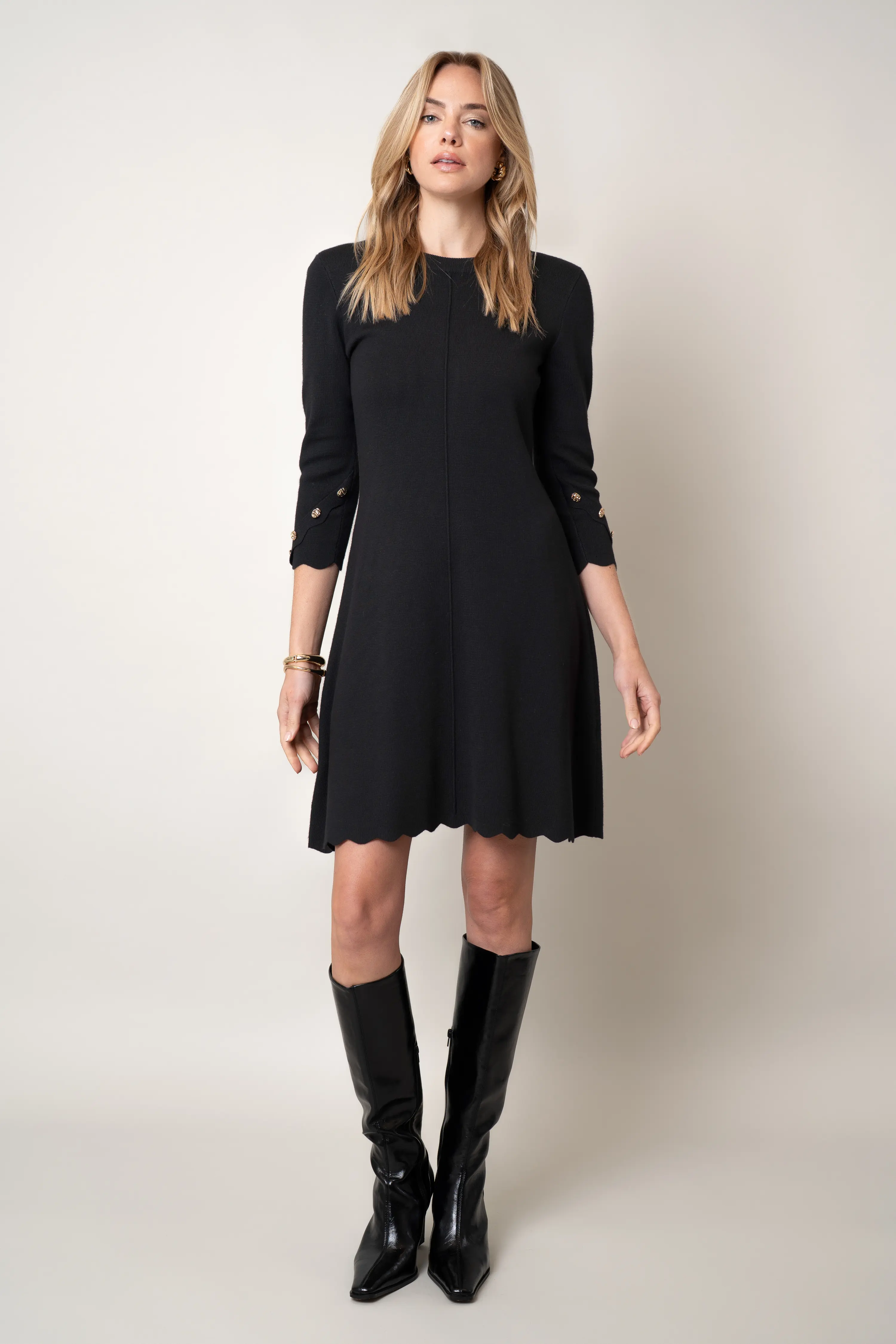 The Scalloped Hem Knit Dress - Image 3